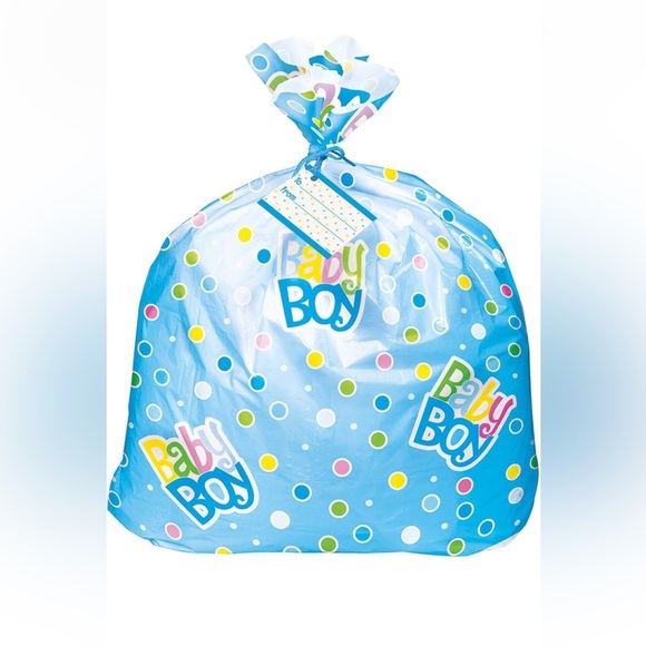 5for$10 Extra-Large Blue Polka Dots Gift Bag for Baby Shower - 44" x 36" Boy - Picture 1 of 5